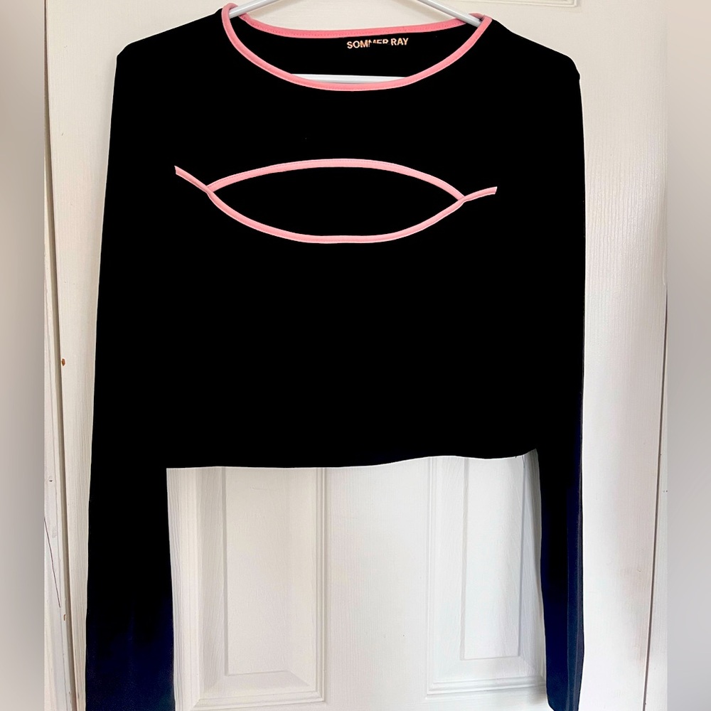 Sommer Ray Pink and Black Cutout Crop Top